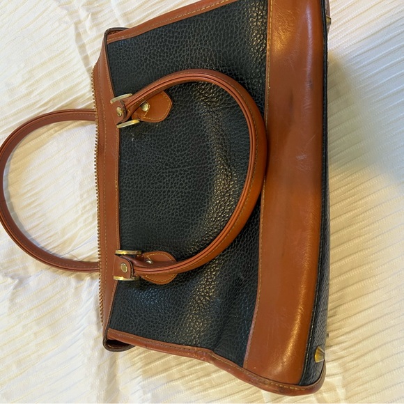 Dooney & Bourke Black Pebbled Leather Satchel with Brown Trim - Picture 5 of 7